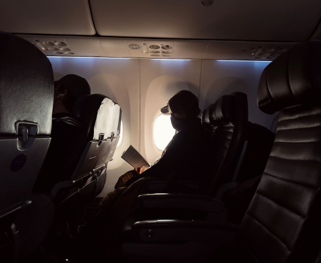Crew in an aircraft cabin